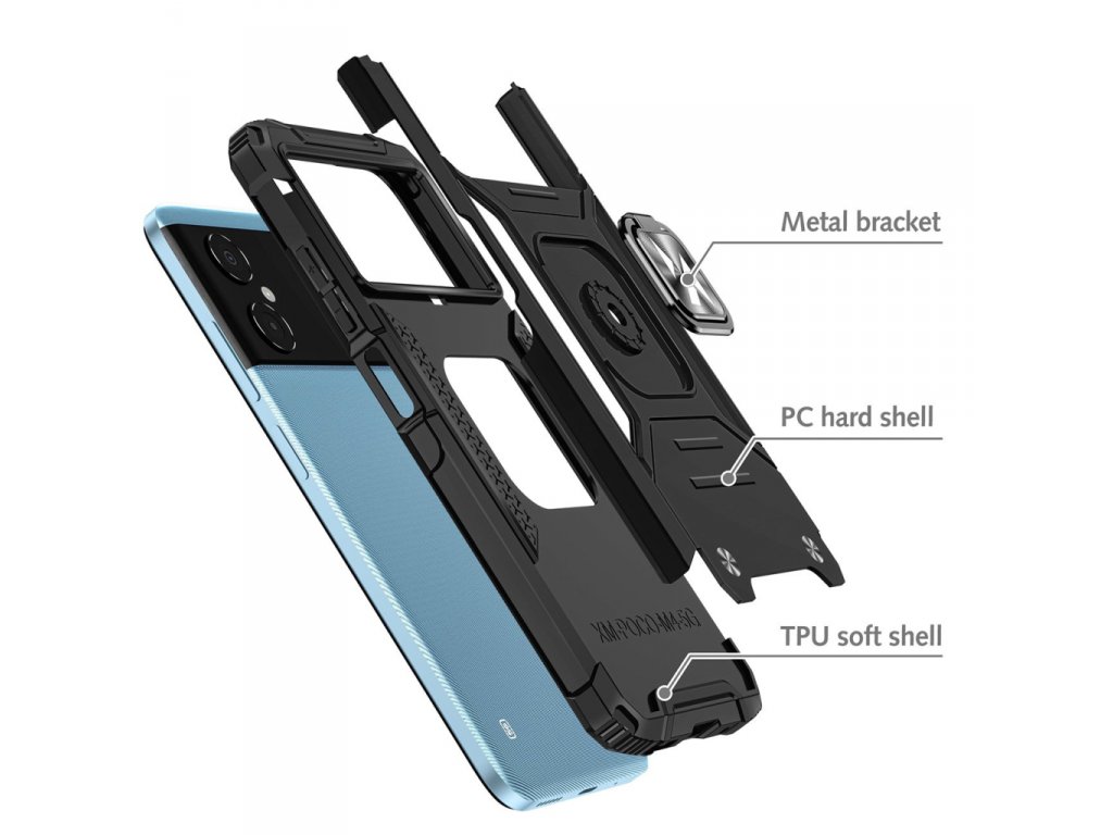 Wozinsky Ring Armor zadní kryt pro Xiaomi Redmi Note 11E / Redmi 10 5G / Redmi 10 Prime+ 5G / Poco M4 5G pancéřové pouzdro magnetický držák kroužek modrý