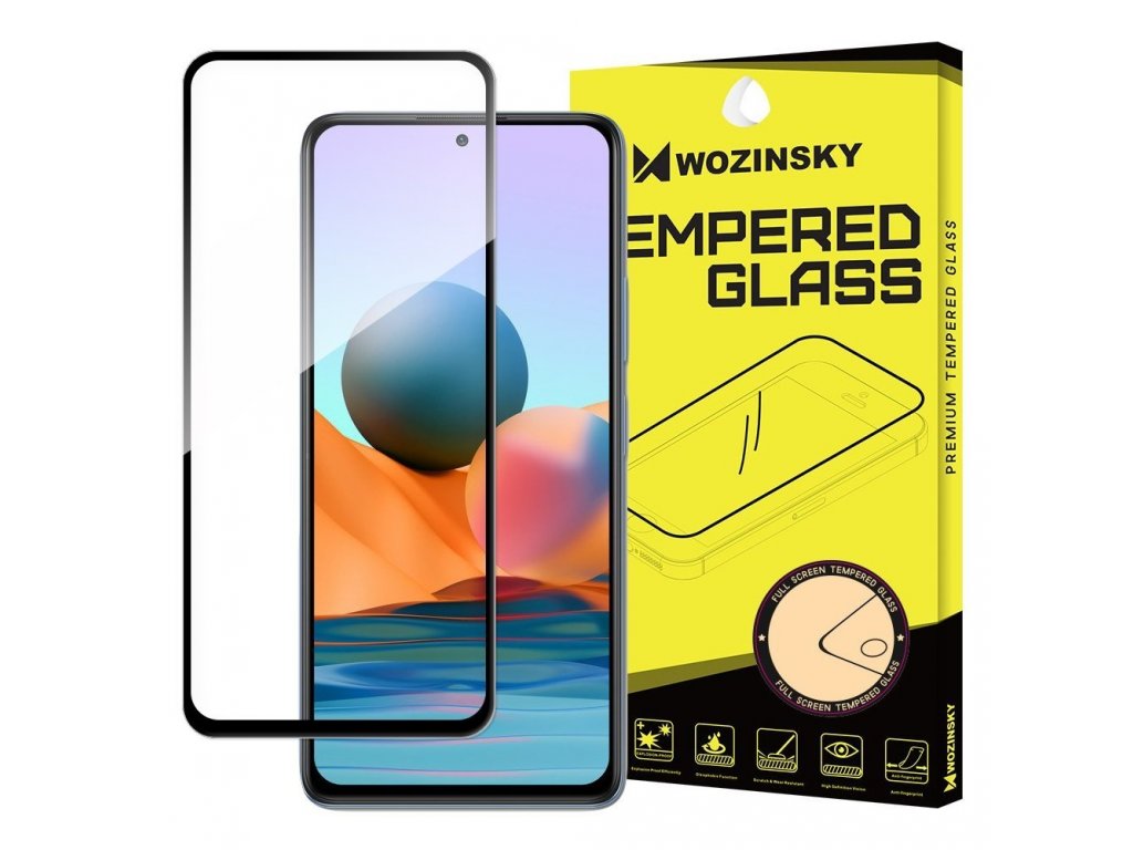 WOZINSKY SUPER TOUGH FULL GLUE TVRZENÉ SKLO NA CELOU OBRAZOVKU S RÁMEČKEM XIAOMI REDMI NOTE 10 / REDMI NOTE 10S ČERNÉ