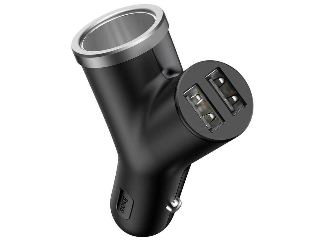 Y Type Car Charger nabíječka do auta 2x USB + zásuvka zapalovače 3.4A černá (CCALL-YX01)