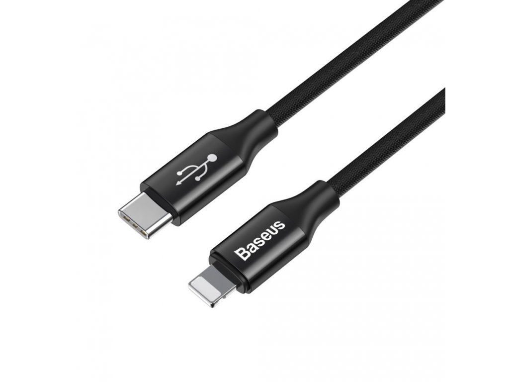 Yiven kabel v látkovém opletení USB-C / Lightning 2A 1M černý (CATLYW-C01)