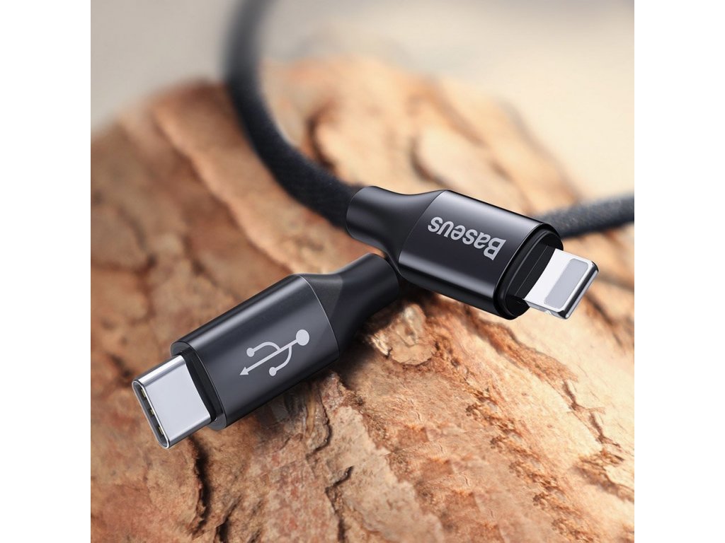 Yiven kabel v látkovém opletení USB-C / Lightning 2A 2M černý (CATLYW-D01)