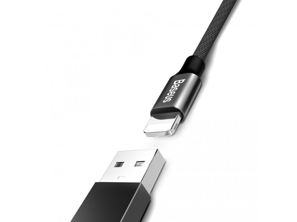 Yiven kabel v látkovém opletení USB / Lightning 1,8M černý (CALYW-A01)