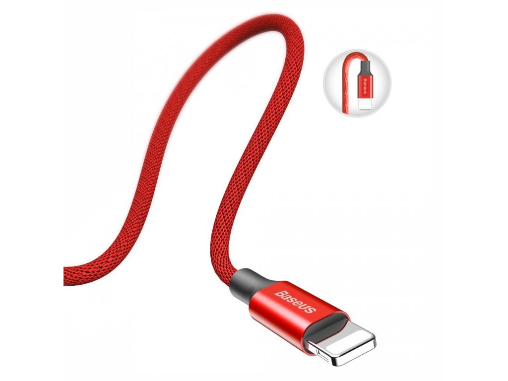 Yiven kabel v materiálovém opletení USB / Lightning 1,8M červený (CALYW-A09)