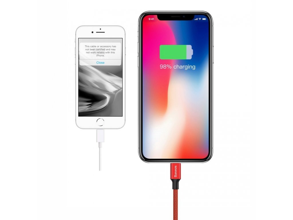 Yiven kabel v materiálovém opletení USB / Lightning 1,8M červený (CALYW-A09)