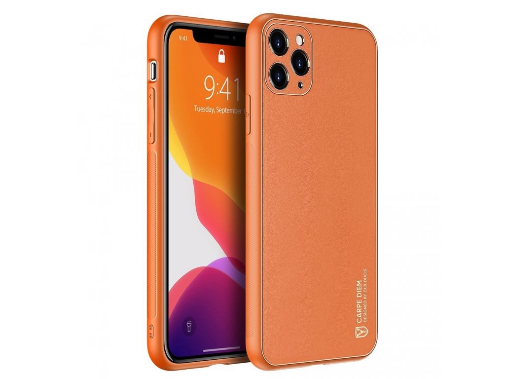 Yolo elegantní pouzdro z eko kůže iPhone 11 Pro Max oranžové