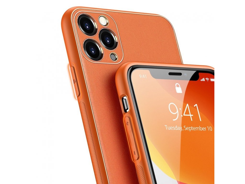 Yolo elegantní pouzdro z eko kůže iPhone 11 Pro Max oranžové