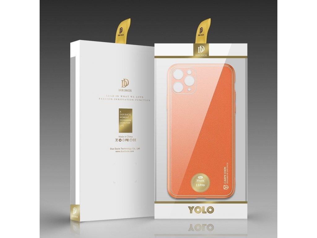 Yolo elegantní pouzdro z eko kůže iPhone 11 Pro oranžové