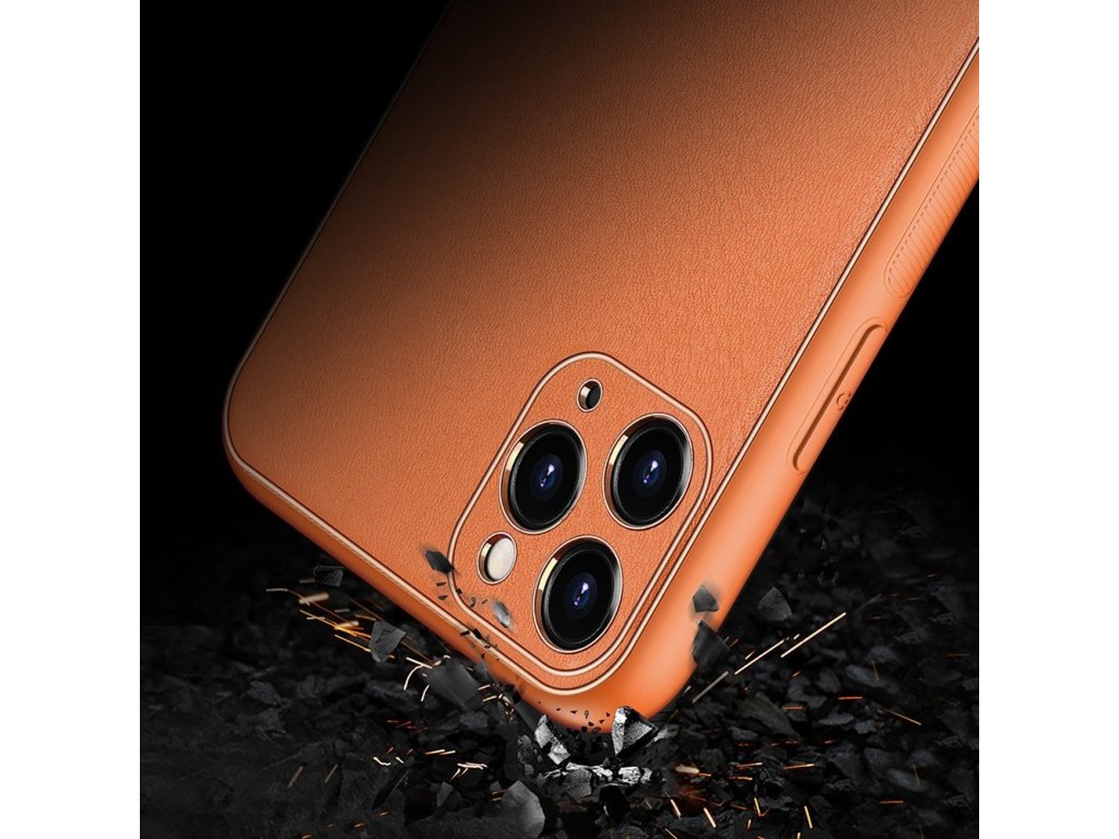 Yolo elegantní pouzdro z eko kůže iPhone 11 Pro oranžové