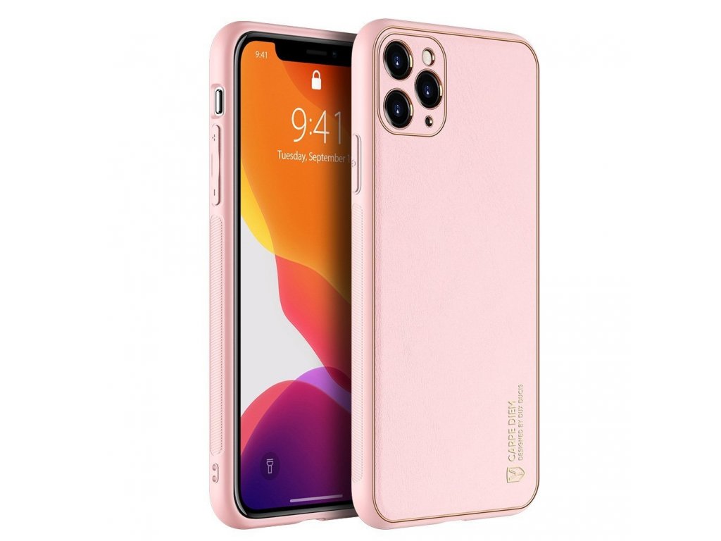 Yolo elegantní pouzdro z eko kůže iPhone 11 Pro růžové