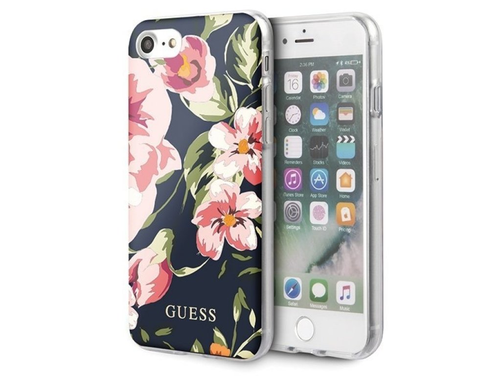 Zadní kryt iPhone 7/8/SE 2020 granatowy/navy N°3 Flower Collection Shiny