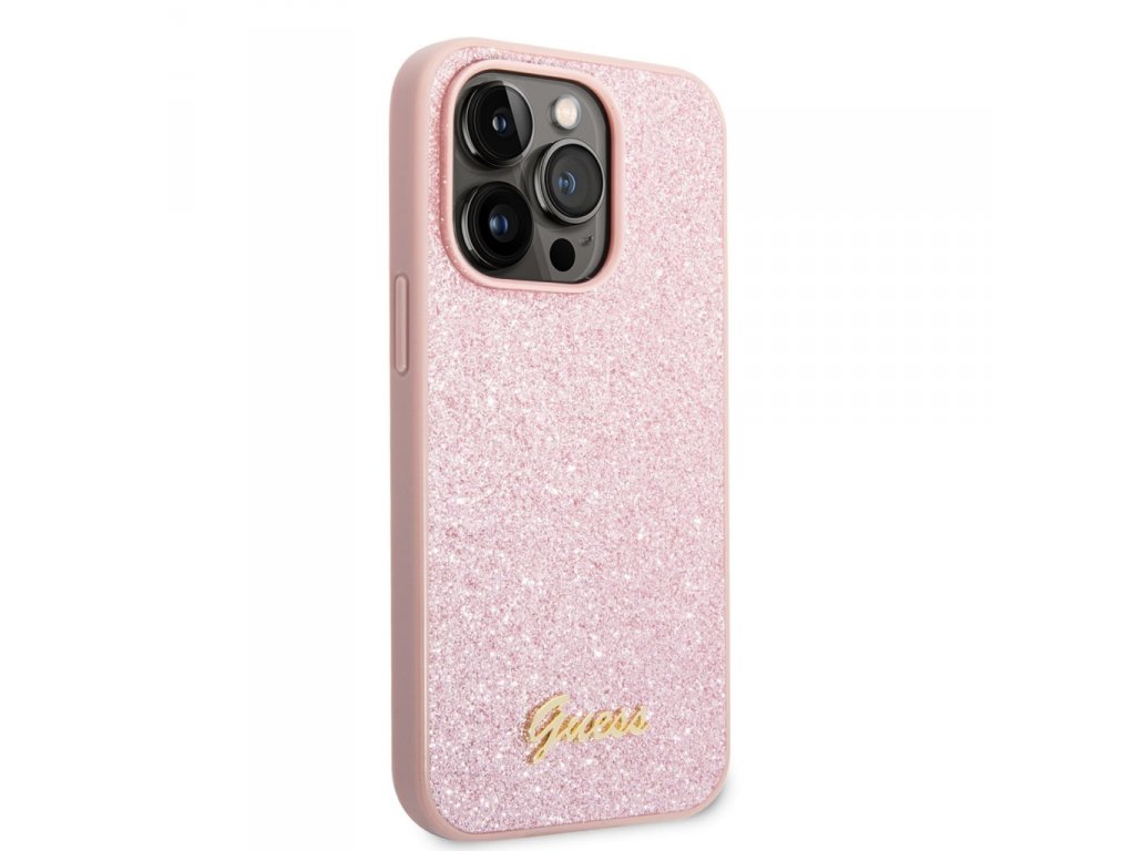 Zadní kryt PC/TPU Glitter Flakes Metal Logo pro iPhone 14 Pro růžový