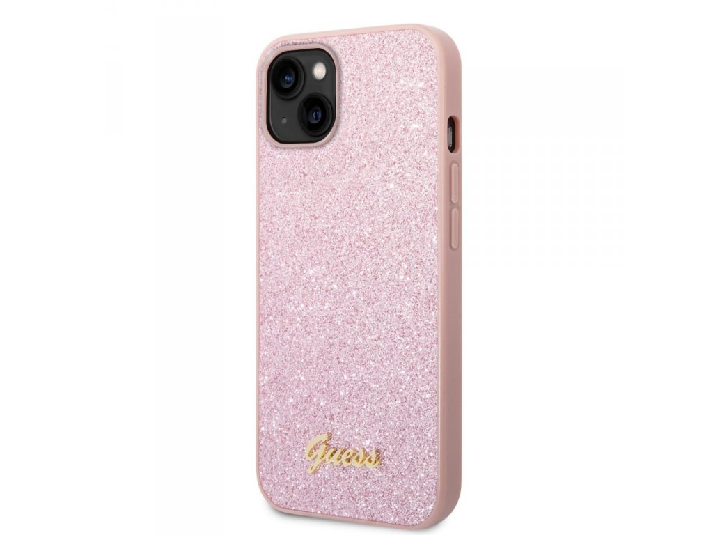 Zadní kryt PC/TPU Glitter Flakes Metal Logo pro iPhone 14 růžový