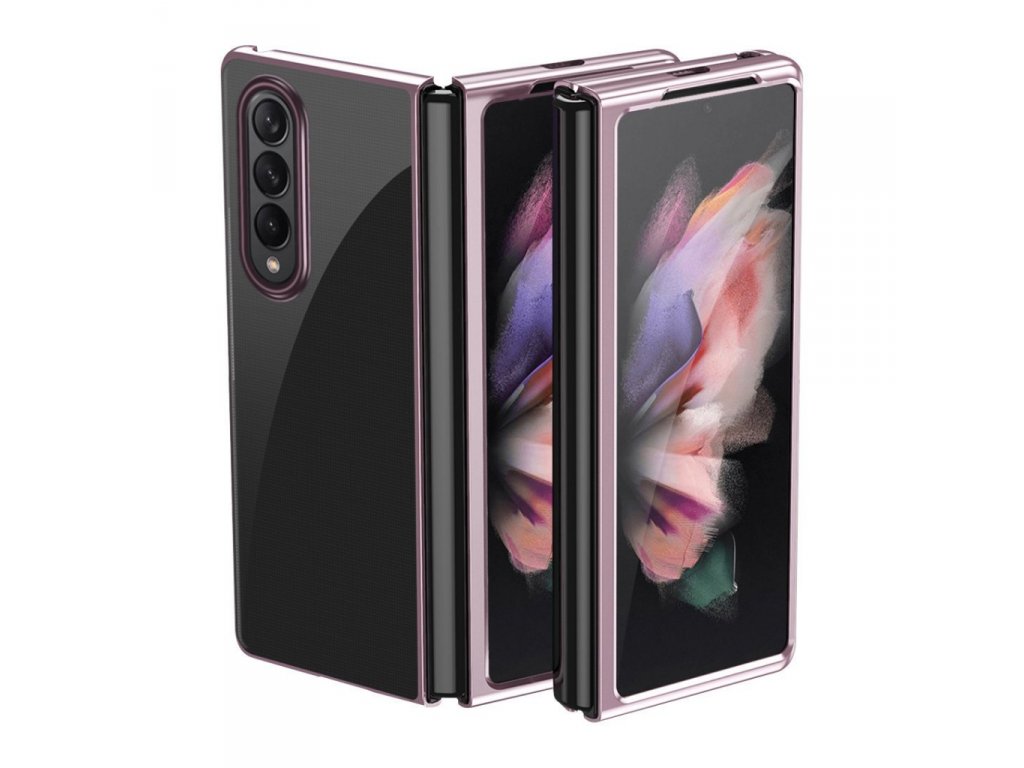 Zadní kryt Plating Case s kovovým rámečkem pro Samsung Galaxy Z Fold 3 růžové