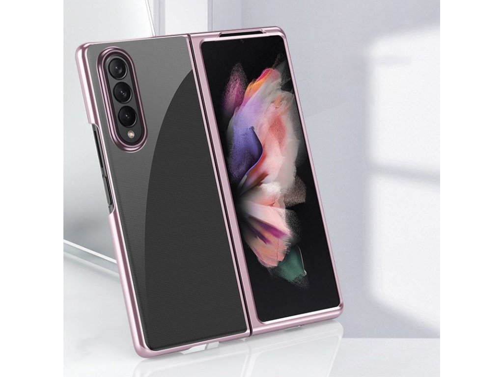 Zadní kryt Plating Case s kovovým rámečkem pro Samsung Galaxy Z Fold 3 růžové