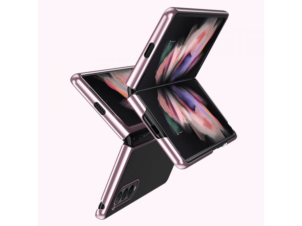 Zadní kryt Plating Case s kovovým rámečkem pro Samsung Galaxy Z Fold 3 růžové