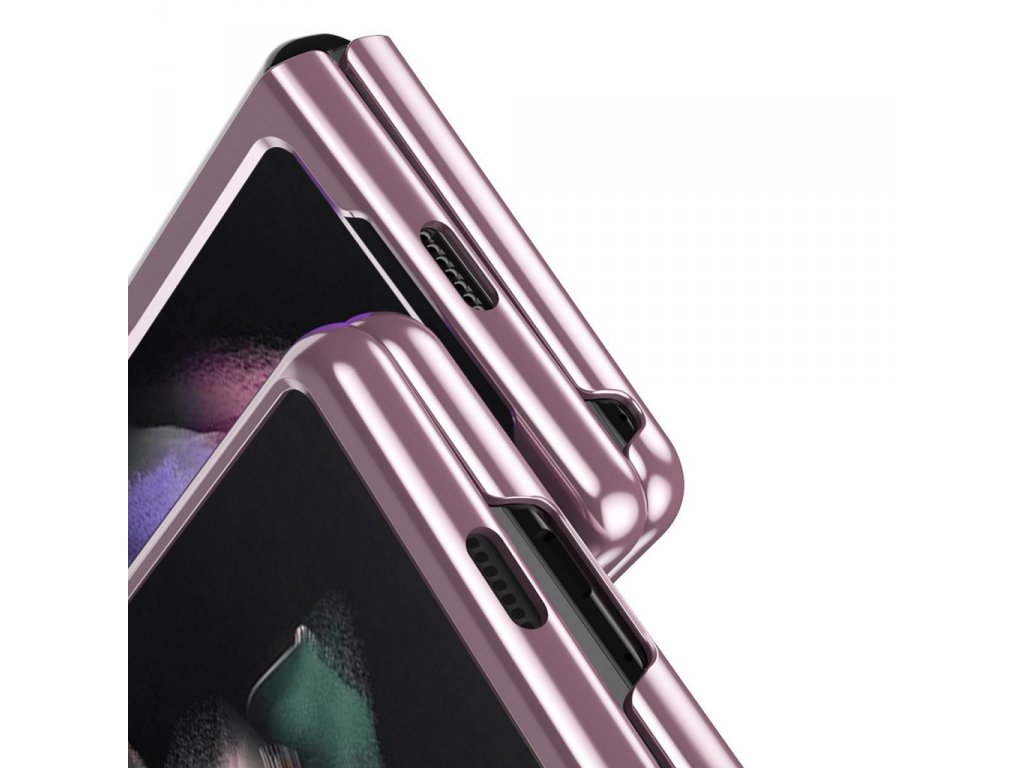 Zadní kryt Plating Case s kovovým rámečkem pro Samsung Galaxy Z Fold 3 růžové