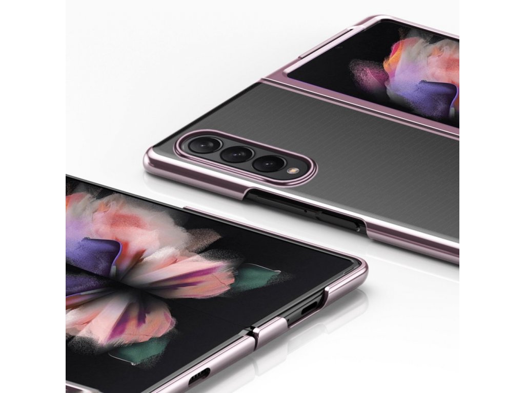 Zadní kryt Plating Case s kovovým rámečkem pro Samsung Galaxy Z Fold 3 růžové