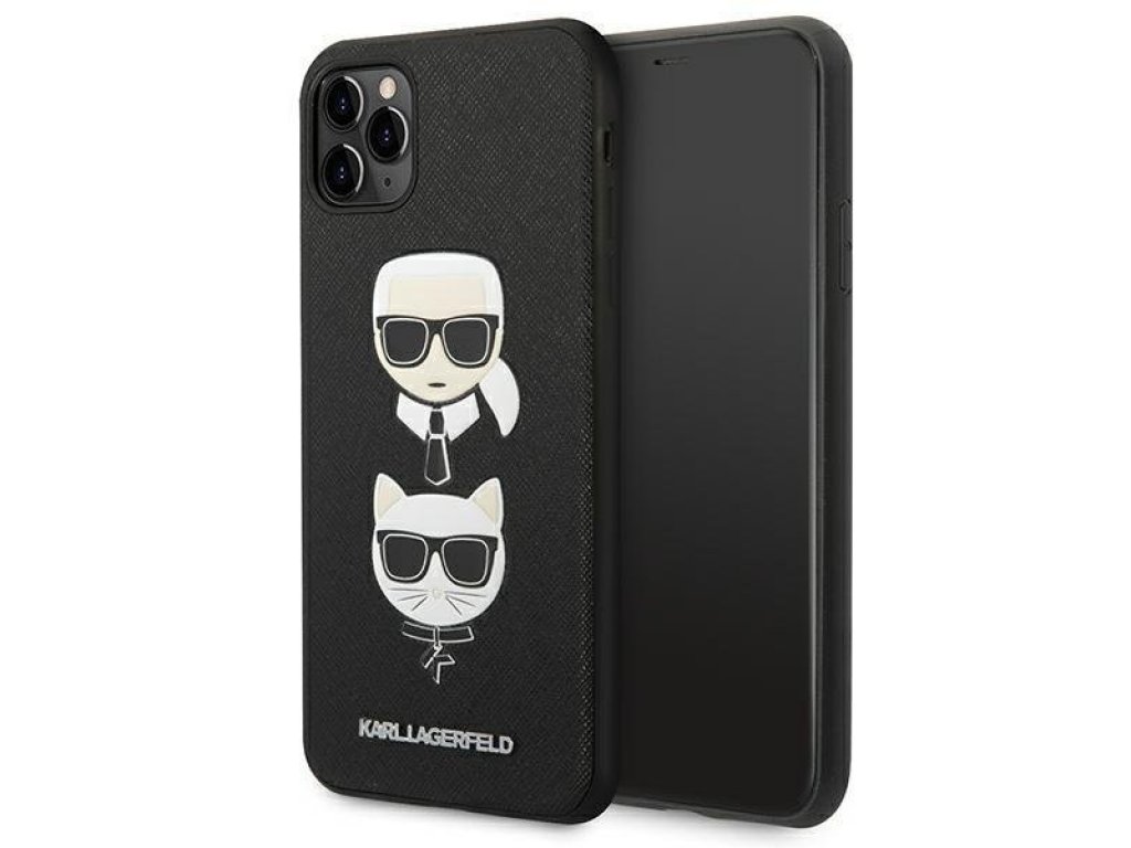 Zadní kryt pro iPhone 11 Pro Max 6,5" černý Saffiano Karl&Choupette Head