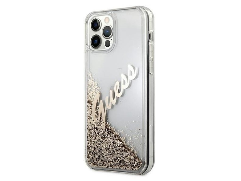 Zadní kryt pro iPhone 12/12 Pro 6,1" zlatý Glitter Vintage Script GUHCP12MGLVSGO