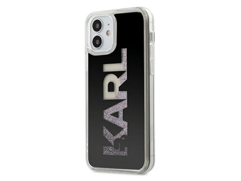 Zadní kryt pro iPhone 12 mini 5,4" černý Karl Logo Glitter KLHCP12SKLMLBK