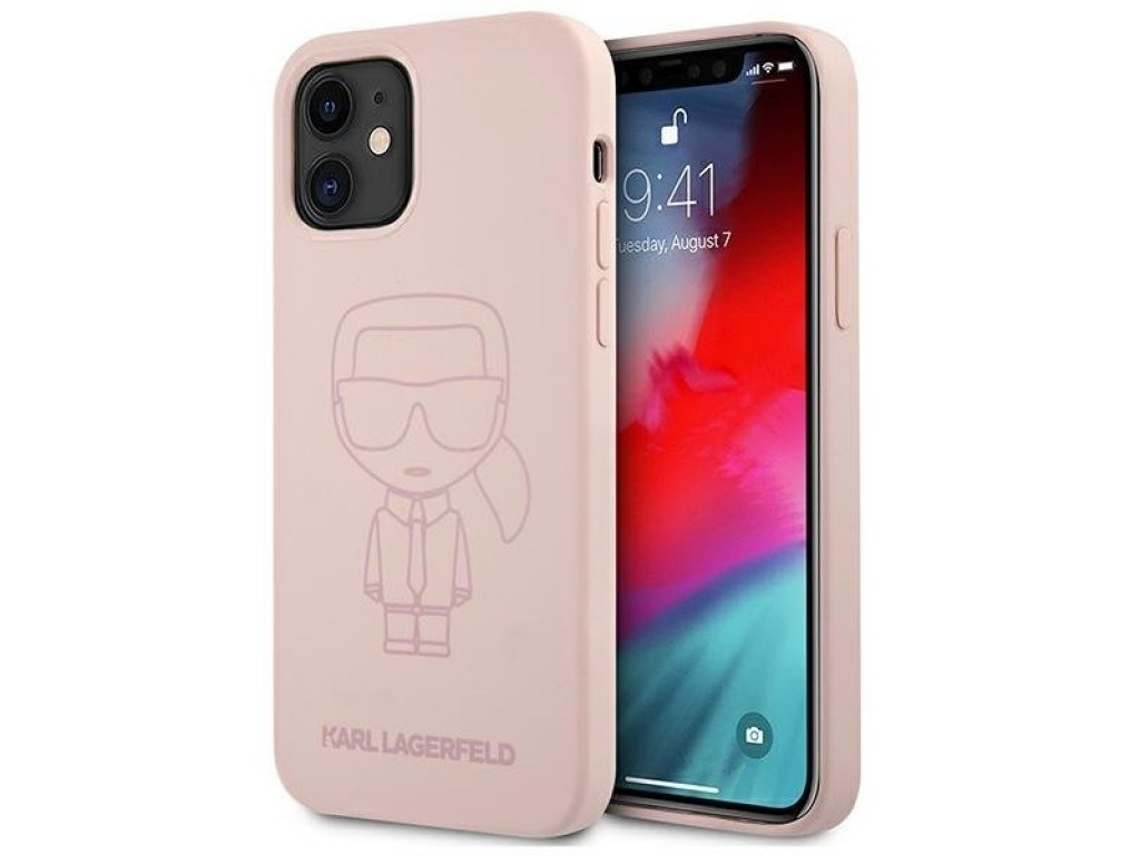 Zadní kryt pro iPhone 12 mini 5,4" Silikon Ikonik Outline růžový KLHCP12SSILTTPI