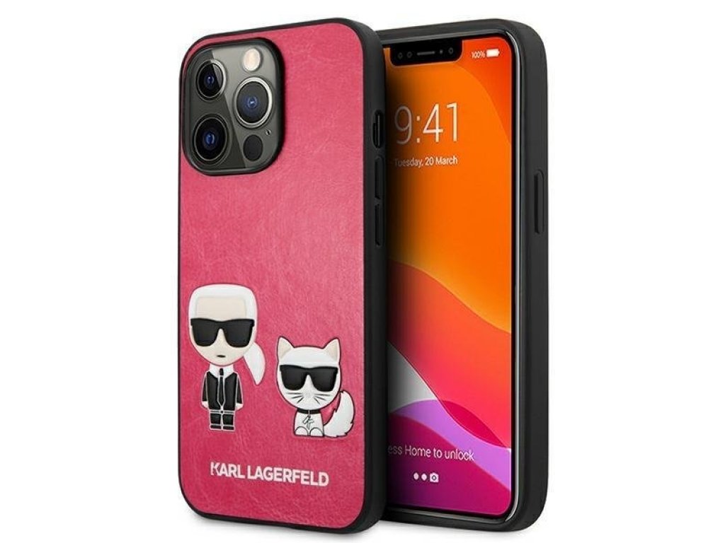 Zadní kryt pro iPhone 13 Pro / 13 6,1" fuchsiový Ikonik Karl & Choupette KLHCP13LPCUSKCP