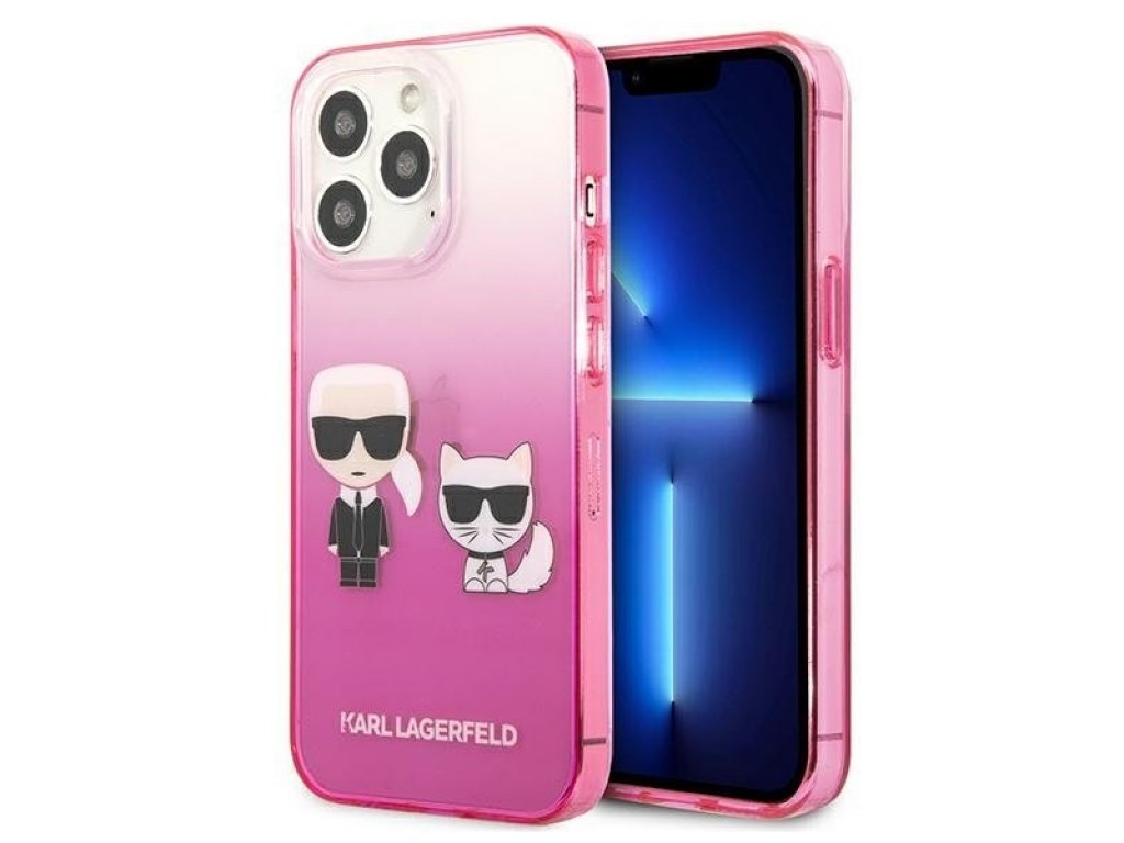 Zadní kryt pro iPhone 13 Pro / 13 6,1" růžový (Gradient Ikonik Karl & Choupette) KLHCP13LTGKCP