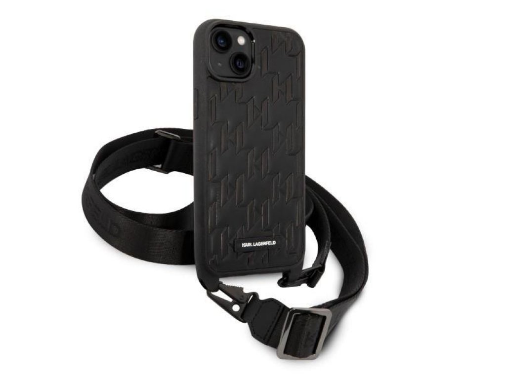 Zadní kryt pro iPhone 14 Plus 6,7" černý Monogram Plaque Logo Strap