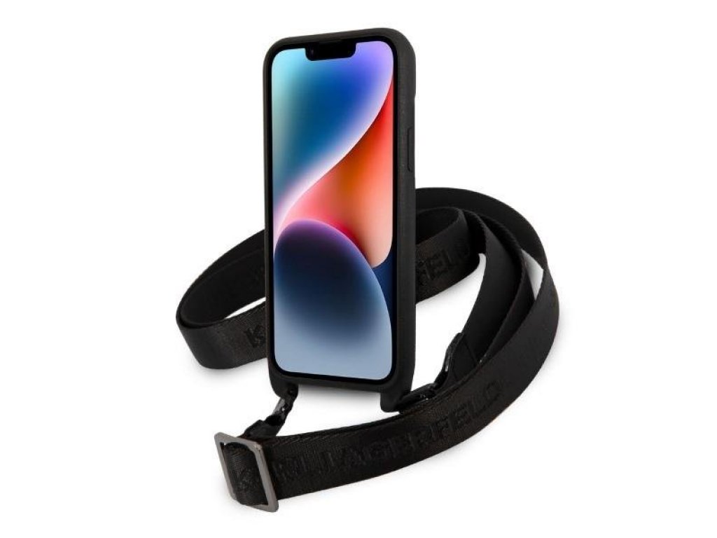 Zadní kryt pro iPhone 14 Plus 6,7" černý Monogram Plaque Logo Strap