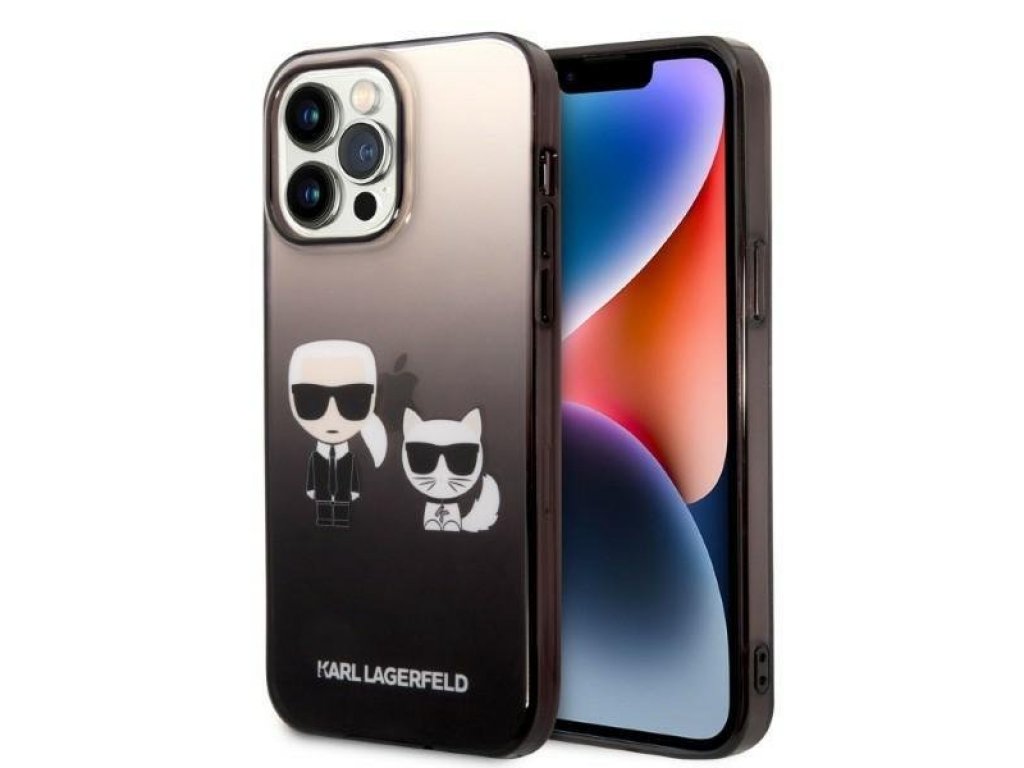 Zadní kryt pro iPhone 14 Pro 6,1" černý Gradient Ikonik Karl & Choupette