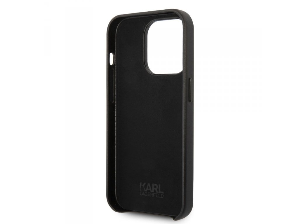 Zadní Kryt PU Leather Perforated Logo pro iPhone 14 Pro Max černý