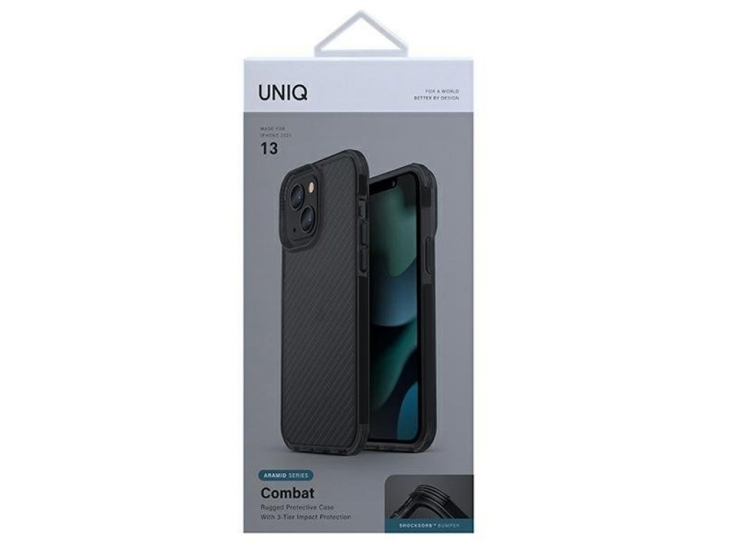 Zadní kryt UNIQ pro Combat pro iPhone 13 6,1" aramid smoke