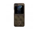 Guess 4G PU Leather Triangle Zadní Kryt pro Samsung Galaxy Z Flip 5 Brown