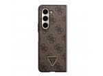 Guess 4G PU Leather Triangle Zadní Kryt pro Samsung Galaxy Z Fold 5 Brown