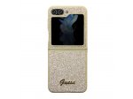 Guess PC/TPU Glitter Flakes Metal Logo Zadní Kryt pro Samsung Galaxy Z Flip 5 Gold