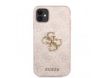 Zadní Kryt Guess PU 4G Metal Logo pro iPhone 11 - růžový