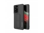 Kickstand Case flexibilní silikonový zadní kryt se stojánkem pro Samsung Galaxy S21 Ultra 5G černý