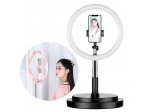 Kruhový selfie stativ s LED bleskem 52 - 170 cm držák telefonu černý
