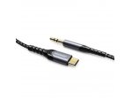 Stereo audio kabel AUX 3,5 mm mini jack - USB-C 2 m černý (SY-A03)