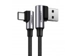 Úhlový kabel USB - USB Type C Quick Charge 3.0 QC3.0 3 A 2 m šedý (US176 20857)