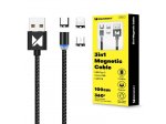 Magnetický kabel Wozinsky USB / micro USB / USB typ C 1m s LED - černý