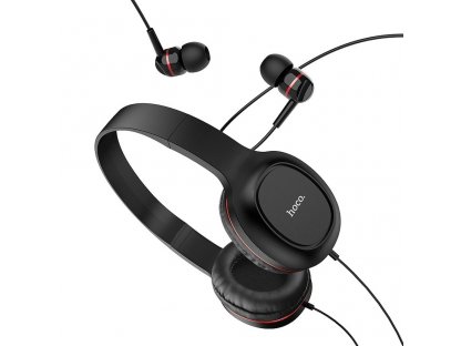 2 balení drátových sluchátek W24 červená (1 ks na uši + 1 ks do uší)