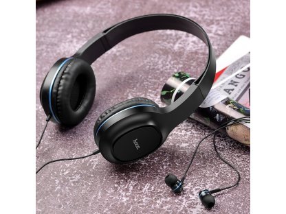 2 balení drátových sluchátek W24 modrá (1 ks na uši + 1 ks do uší)