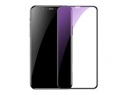 2x sklo na celý displej Full Screen s rámem 0.3mm 9H Anti-bluelight iPhone 11 Pro / iPhone XS / iPhone X + pozicionér černé (SGAPIPH58S-KD01)