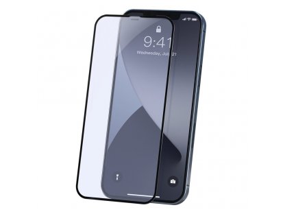 2x tvrzené sklo 0;23 mm Anti Blue Light na celý displej s rámem iPhone 12 Pro / iPhone 12 černé (SGAPIPH61P-TE01)