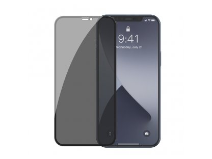 2x tvrzené sklo 0;3 mm Anti Spy na celý displej s rámem iPhone 12 mini černé (SGAPIPH54N-TG01)