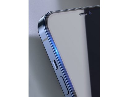 2x tvrzené sklo 0;3 mm Anti Spy na celý displej s rámem iPhone 12 Pro / iPhone 12 černé (SGAPIPH61P-TG01)