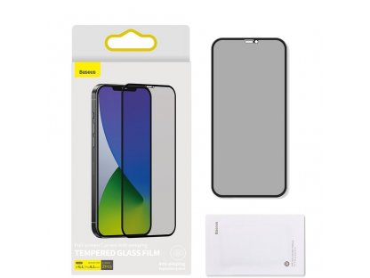 2x tvrzené sklo 0;3 mm Anti Spy na celý displej s rámem iPhone 12 Pro / iPhone 12 černé (SGAPIPH61P-TG01)