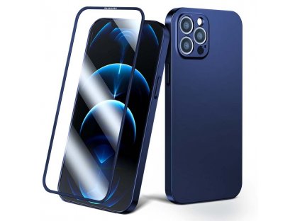 360 Full Case zadní a přední kryt pro iPhone 13 + tvrzené sklo modrý