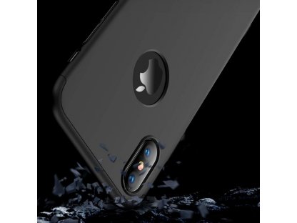 360 Protection Case pouzdro na přední i zadní část telefonu iPhone XS Max černé (logo hole)